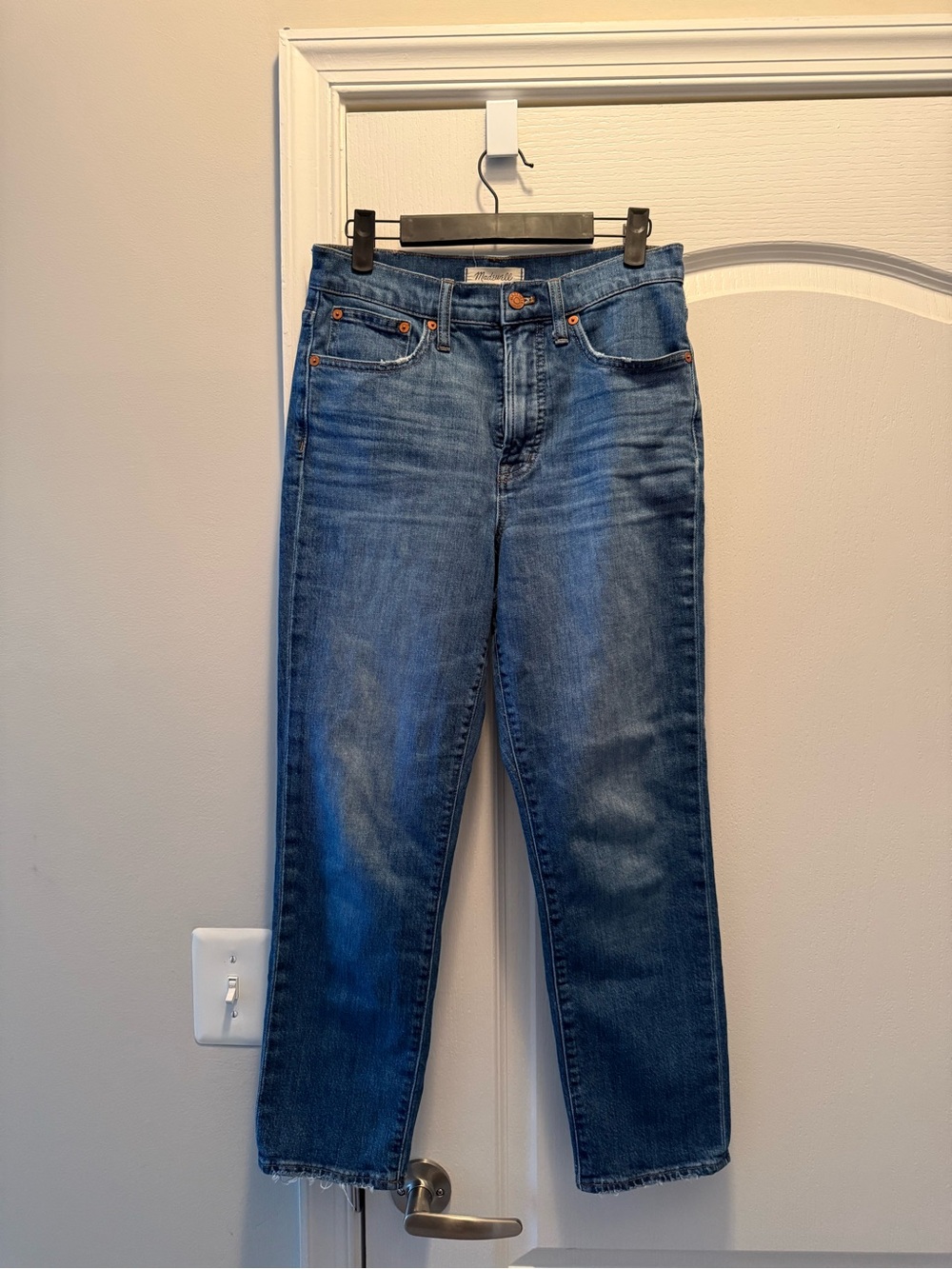 Madewell Blue Cropped Straight Jeans